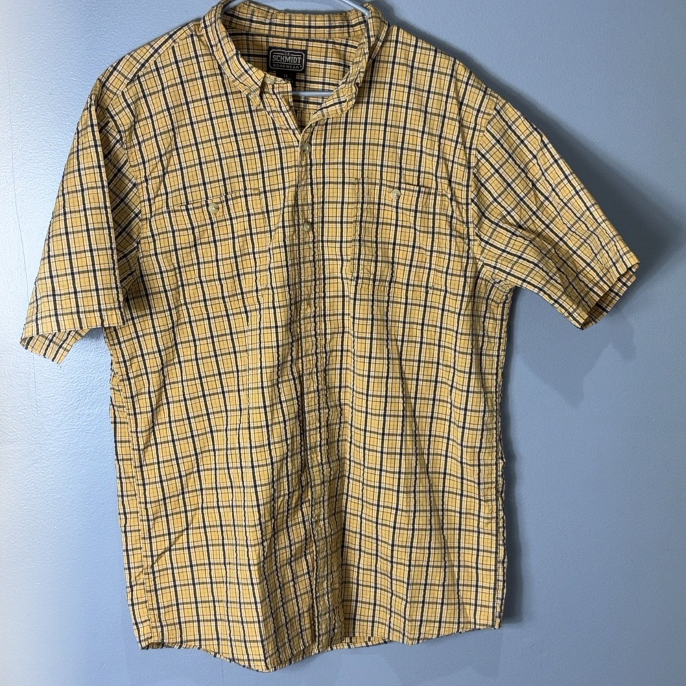 Schmidt Workwear Plaid Short Sleeve Button Up Shirt Gold Size Lg